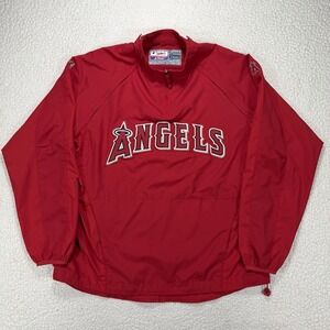 Majestic Angels Convertible Jacket Men's XL Red MLB Cool Base Zip Off Sleeves‎